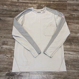 Bulwark FR Shirt Mens L Khaki Fire Flame Resistant Long Sleeve CAT 2 NO SIZE